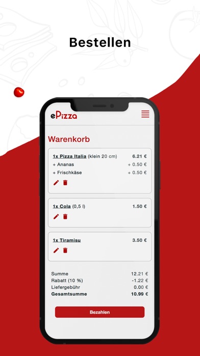 ePizza Online Shop Screenshot