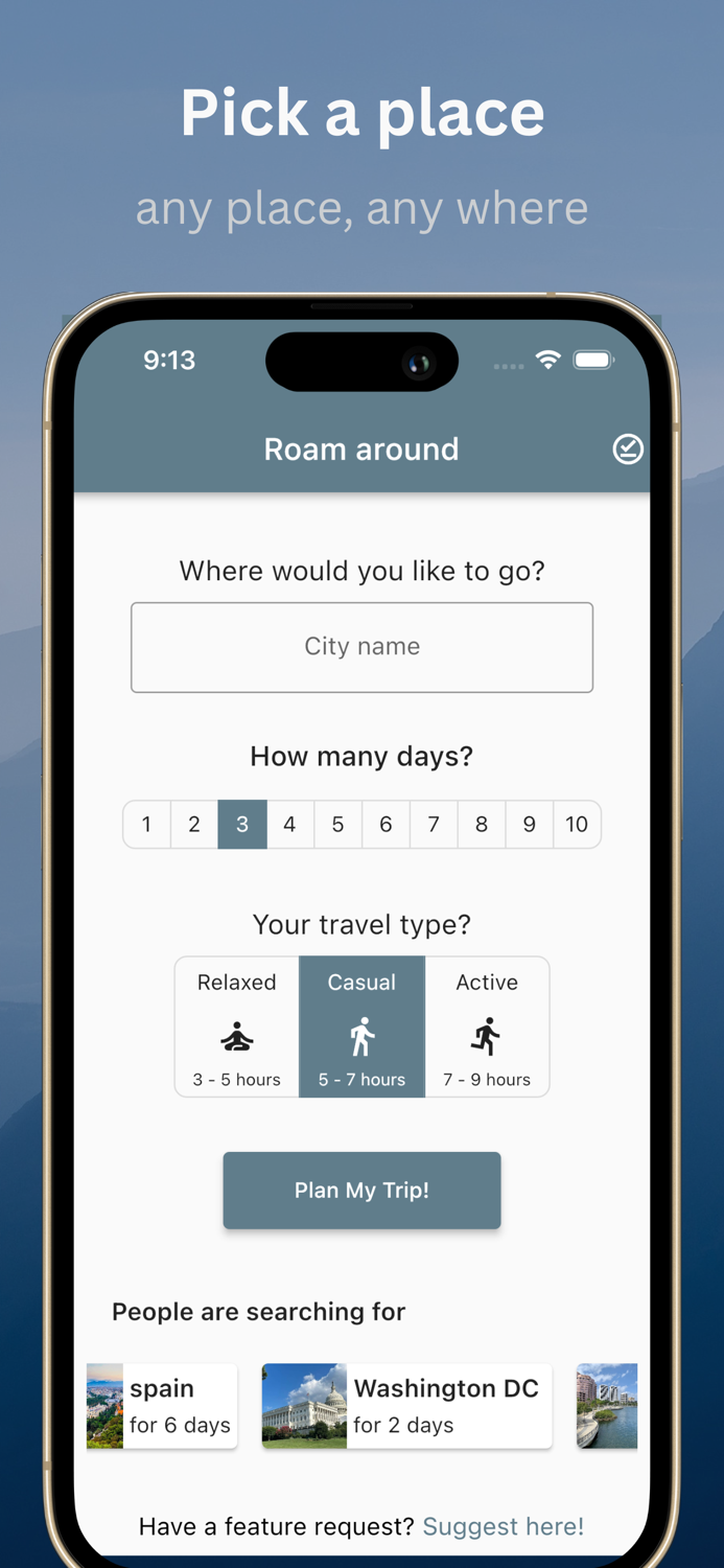 Roam Around - Plan Trips AI