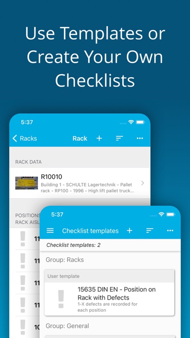 Rack Inspection DIN EN 15635 Screenshot