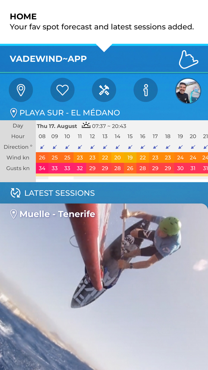 Windsurfing app Vadewind
