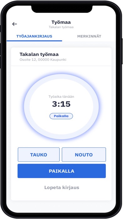 Tykki App työajanseuranta Screenshot