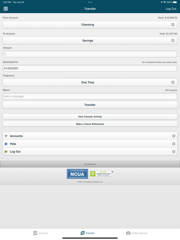 Hill District FCU iPad screenshot