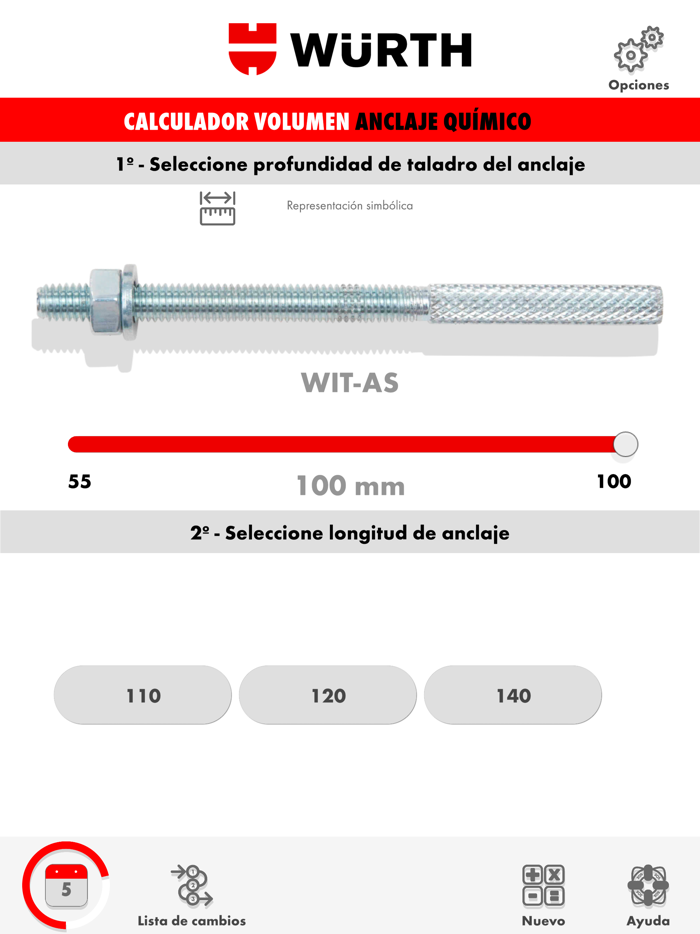 Calculador volumen anclajes