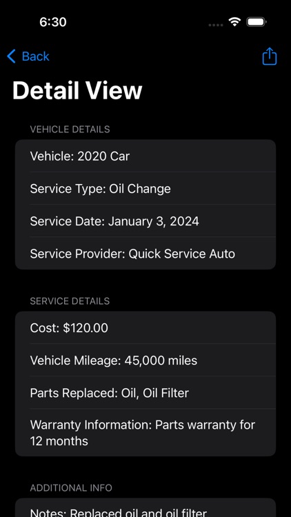 Vehicle Maintenance Log
