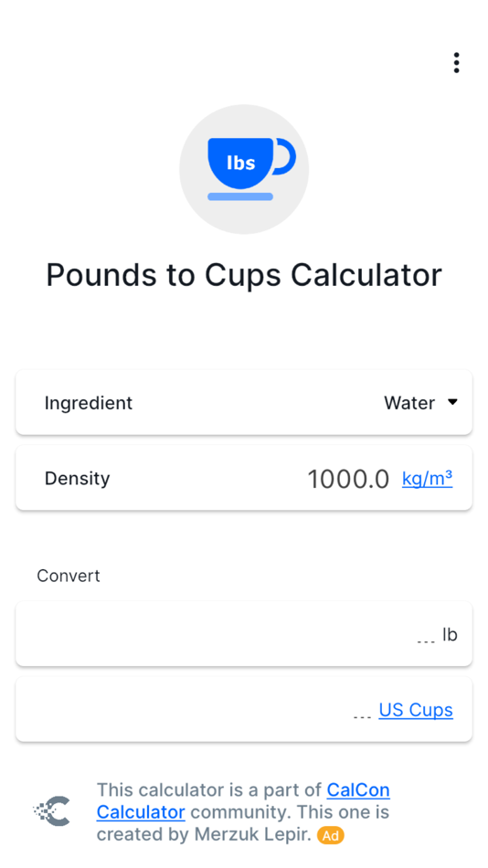 #1. Pounds to Cups Calculator (iOS) 来自: Stage Coding