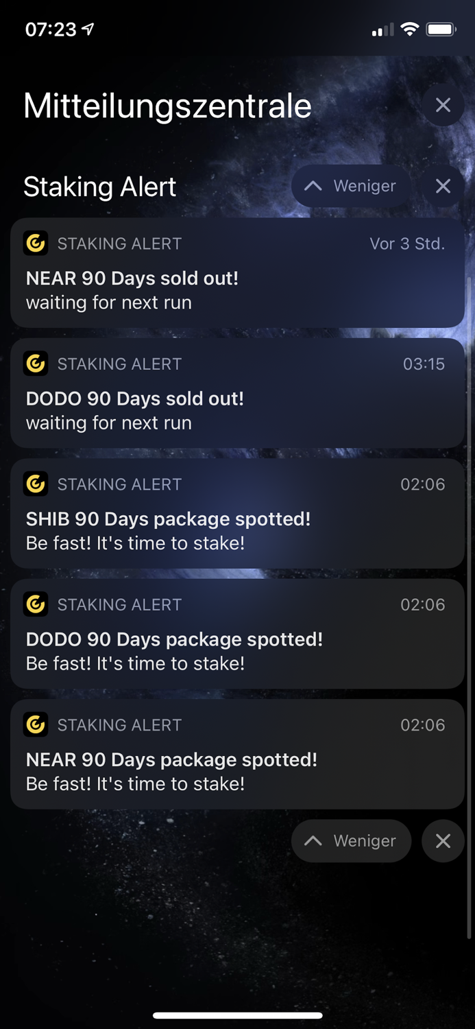 Staking Alert for Binance