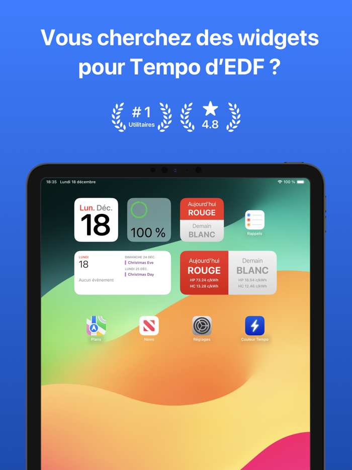 Couleur Tempo edf widget info