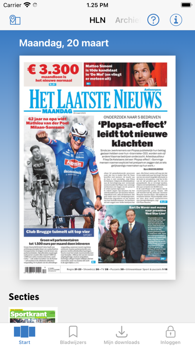 HLN krant Screenshot