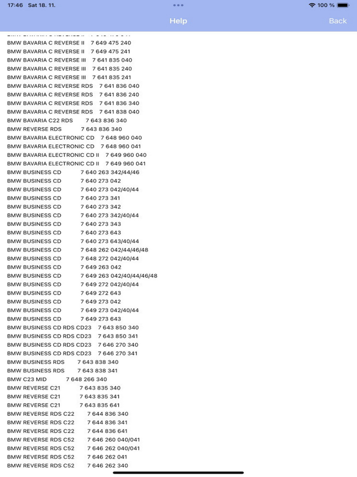 RADIO CODE for BMW BUSINESS