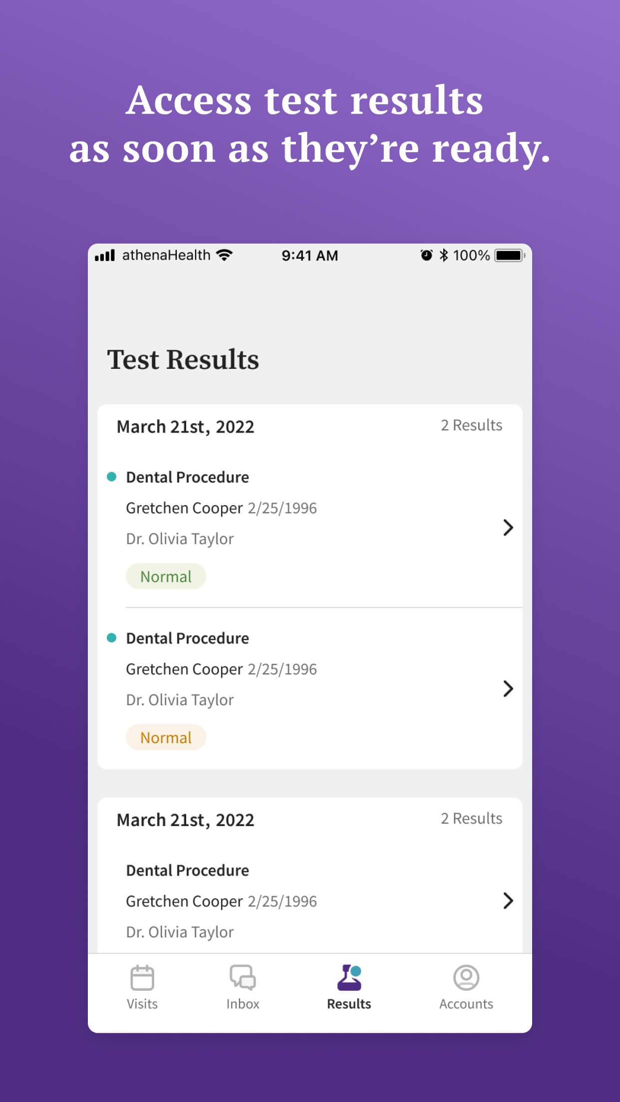 athenaPatient screenshot 2