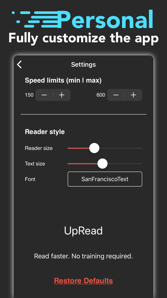 #4. Speed Reading UpRead (iOS) Podle: Alain caltieri