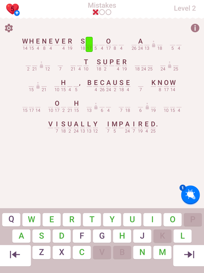 Cryptogram Word Brain Puzzle