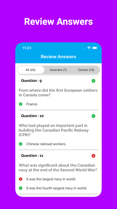Canadian Citizenship Prep Test Screenshot