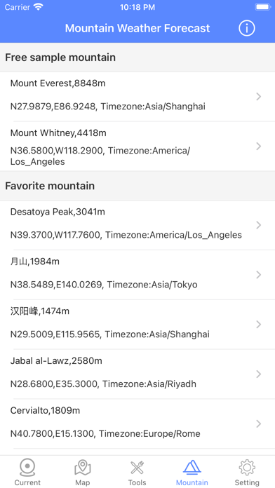 Elevation Map-Mountain Weather Screenshot