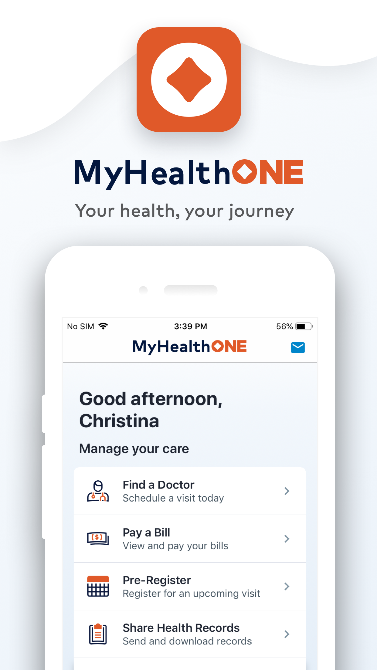 MyHealthONE screenshot 1