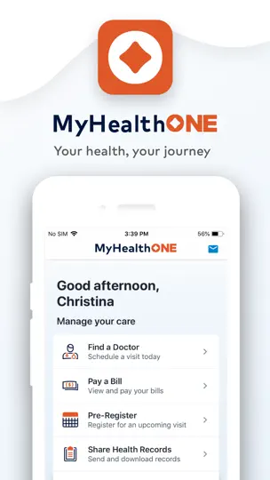 MyHealthONE iPhone Screenshot 1