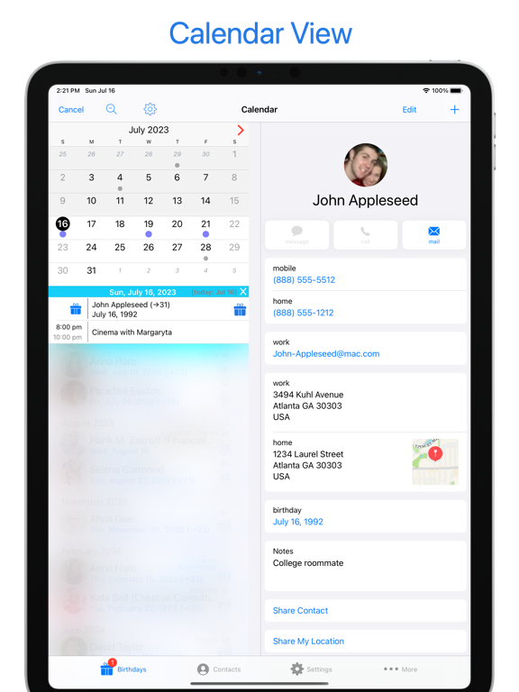 BirthdaysPro HD iPad screenshot 3 - Social Networking app