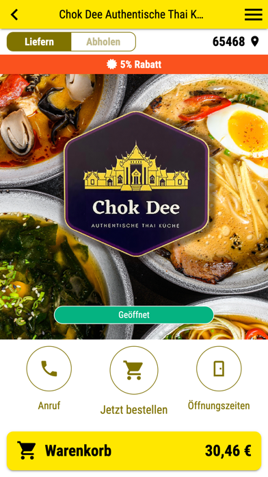 Chok Dee Thai Küche Screenshot