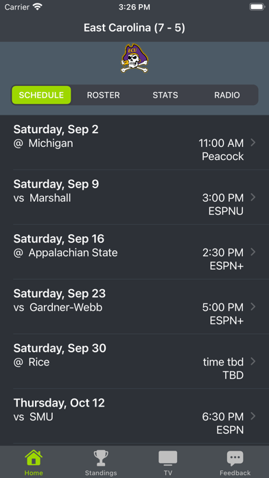 East Carolina Football App Screenshot
