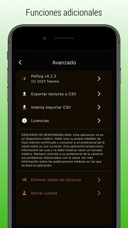 Peflog - Rastreador de asma screenshot 7 of 7