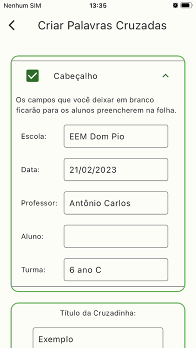 Criar Cruzadinha Escolar Screenshot