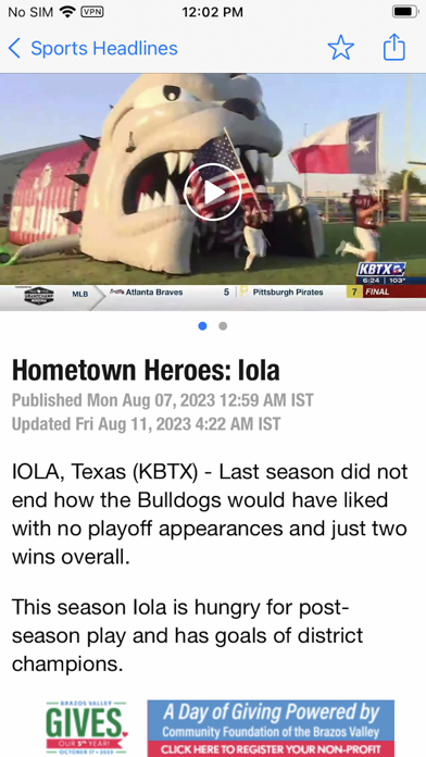 KBTX News 3 Sports Screenshot
