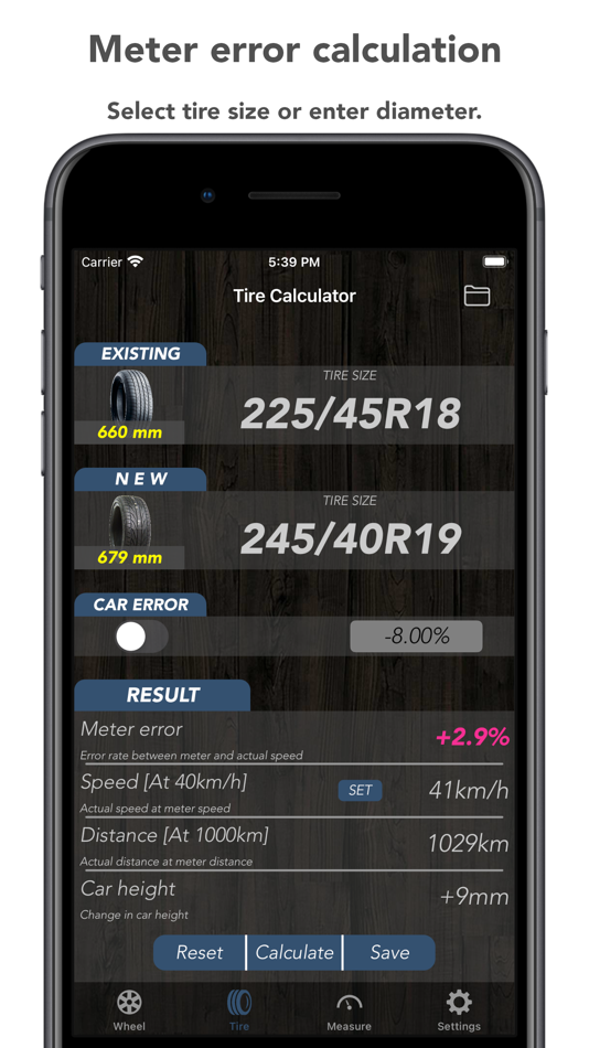 #3. Tire Calculator (Offset&Speed) (iOS) 由: Satoshi Mori