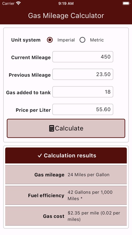 Gas Mileage Calculator Pro