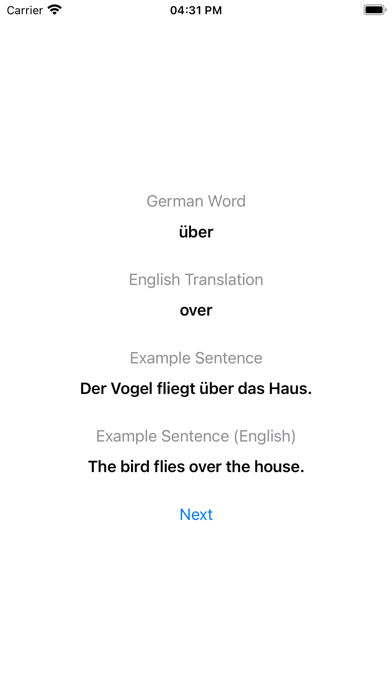 German Vocabulary Quiz Screenshot