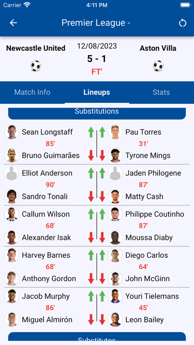 Football Live Scores. Screenshot