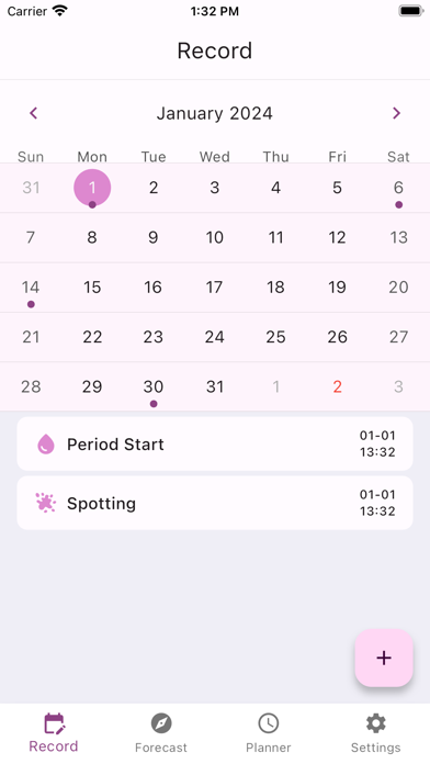 BabySteps Calendar Screenshot