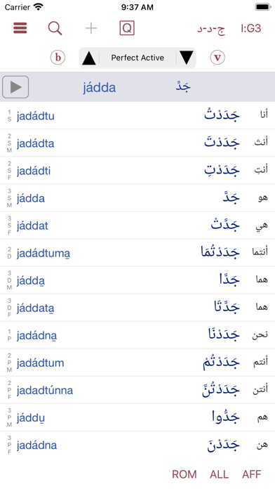 CAVE Arabic Verb Conjugator Screenshot