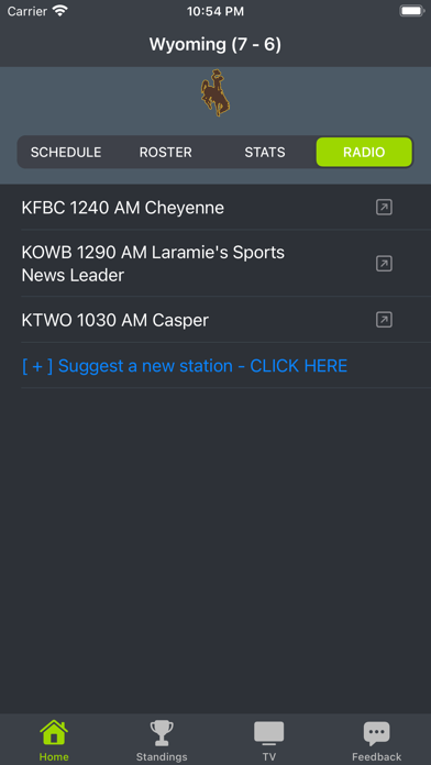 Wyoming Football Schedules Screenshot
