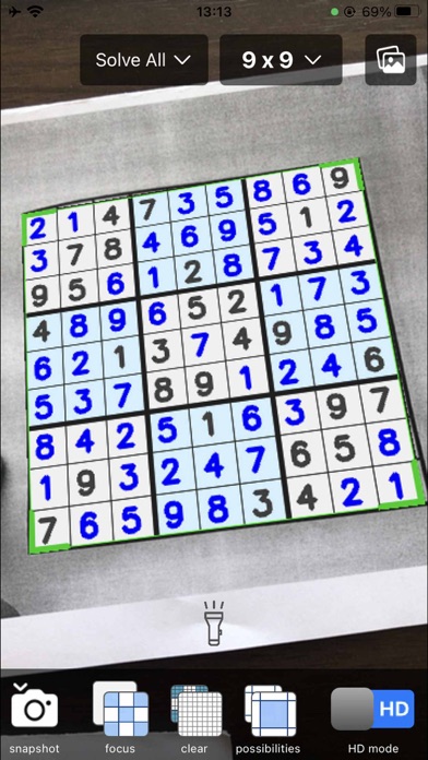 Sudoku Solver Realtime Camera Screenshot