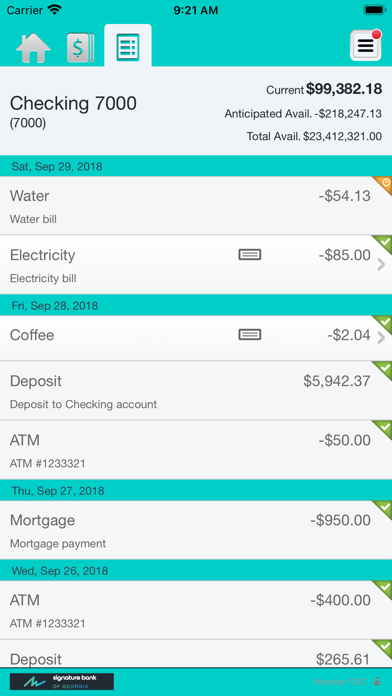 Signature Bank Mobile Business Screenshot