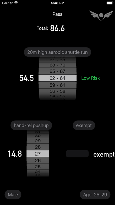 Air Force Fitness Testing Screenshot