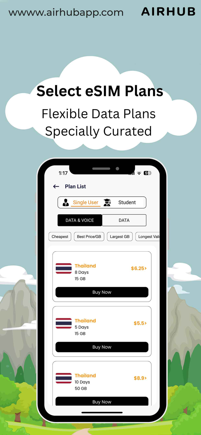 AirHub eSIM Call and Data Plans