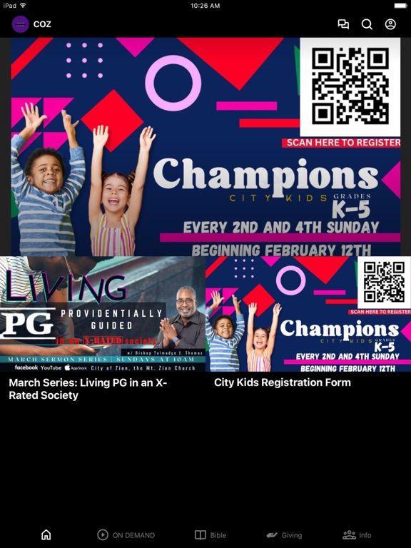 COZ - City of Zion iPad screenshot 1 - Education app