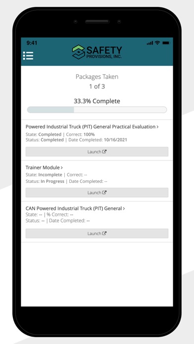 Safety Provisions - Training Screenshot