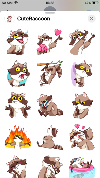 Screenshot #1 pour Cute Raccoon Emoji Fun Sticker