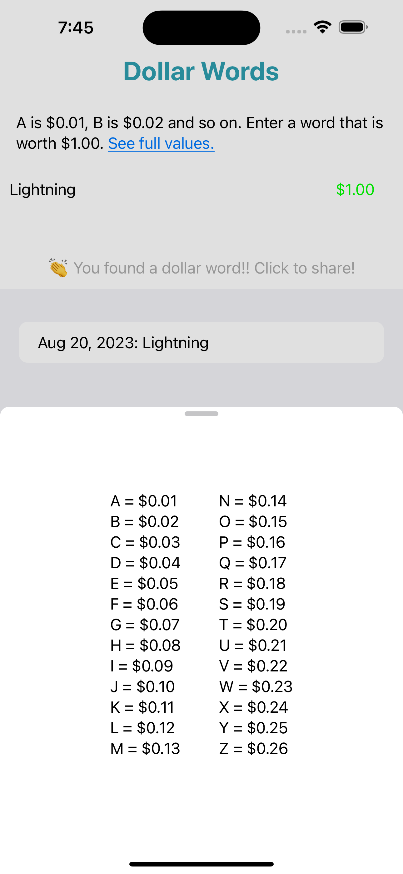 Dollar Words