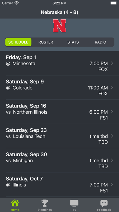 Screenshot #1 pour Nebraska Football Schedules