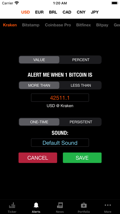 Bitcoin Ticker Screenshot