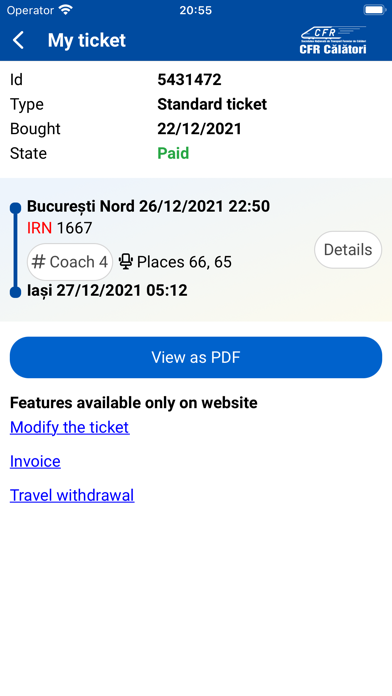 CFR Călători bilete online Screenshot