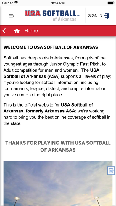 USA Softball of Arkansas Screenshot