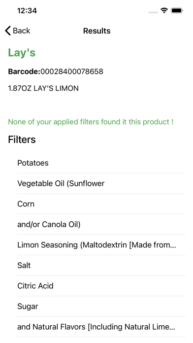 Leviticus Food Scanner Screenshot