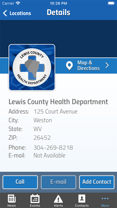 Lewis County WV Health Screenshot