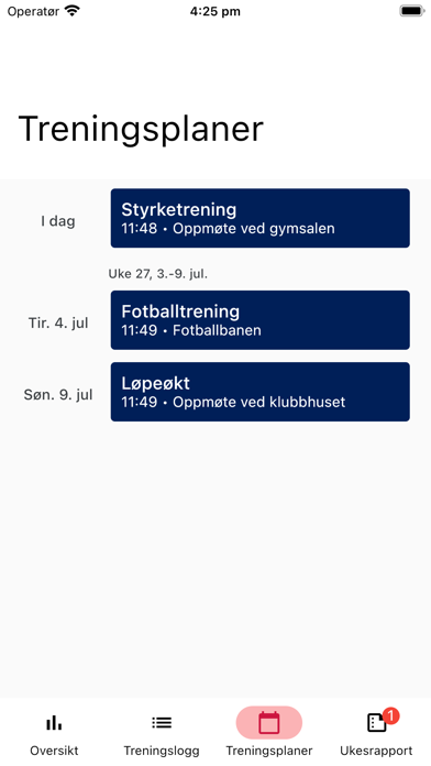 NTG-U Treningsdagbok Screenshot