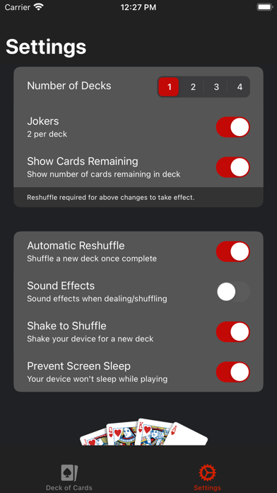 Deck of Cards - Virtual deck Screenshot