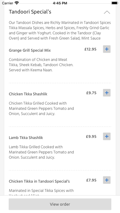 The Grange Balti & Grill, Screenshot
